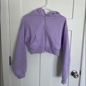Cropped Zip Up Lilac Purple